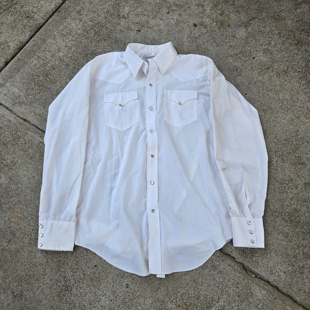 Vtg 70s H BAR C Permanent Press Cowboy Western Pearl Snap Button Up Shirt USA